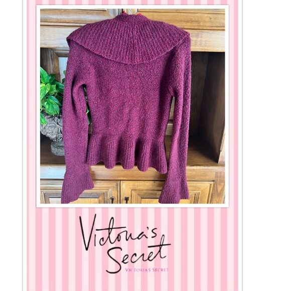 VICTORIA'S SECRET Moda International BOUCLE PEPLUM CARDIGAN SWEATER sz S - Picture 4 of 6